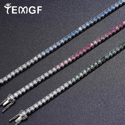 TEMGF Farbverlauf-Moissanit-Armbänder, S925-Sterlingsilber, edler Schmuck für Frauen und Mädchen, einzigartige funkelnde Datum, Geburtstagsgeschenke