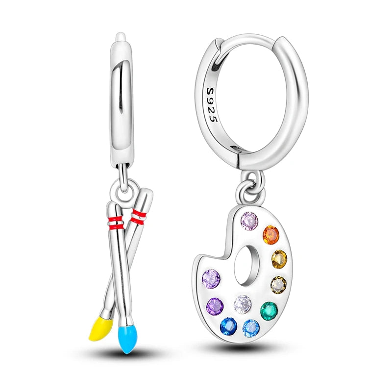 Heißer Verkauf 925 Sterling Silber Original Vielseitige Eardrop Ohrring Stern Mond Klee Creolen Für Frauen Hochzeit Verlobung Geschenk