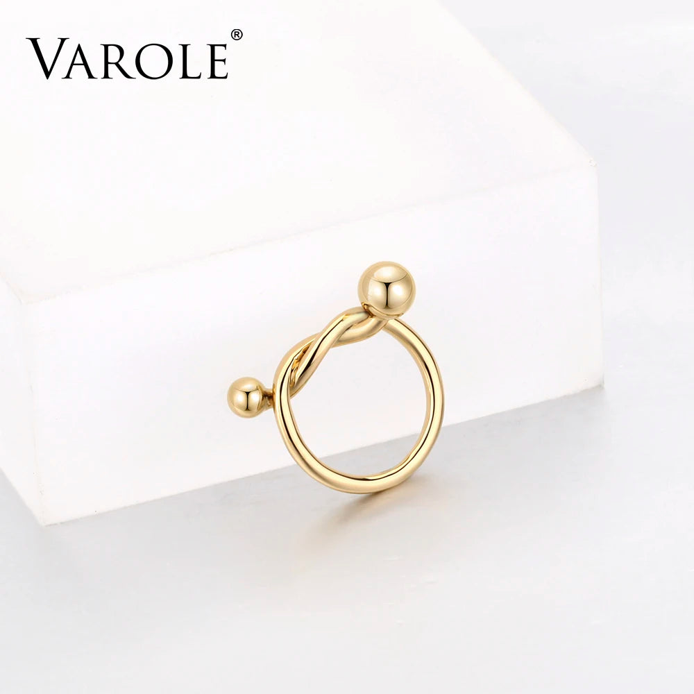 VAROLE Einfache Hochzeit Paare Ringe für Frauen Gold Farbe Linie Stil Geknotet Ring Anel Schmuck Großhandel