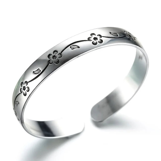 Offenes Blumenarmband aus 925er-Sterlingsilber für Damen, luxuriöser Qualitätsschmuck, Großhandelsschmuck