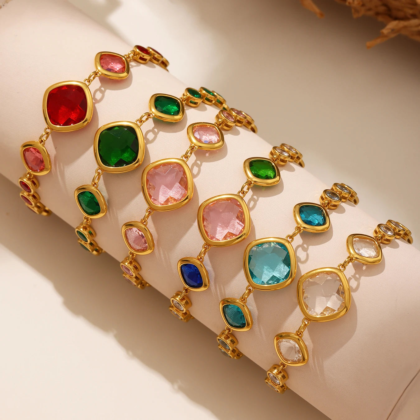 Nivora Hohe Qualität Quadrat Runde Glas Armband Fußkettchen Für Frauen Edelstahl Kette Armband Frauen Hochzeit Engagement Schmuck
