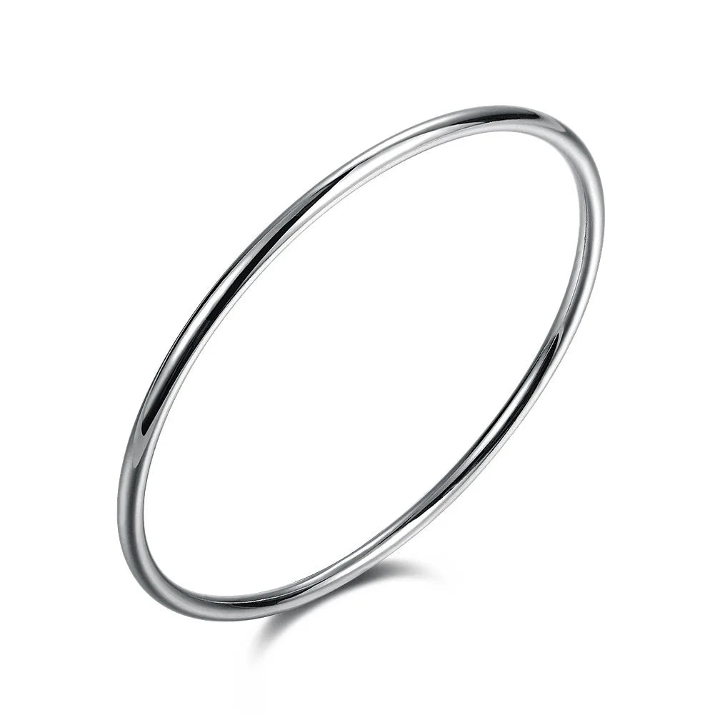Damen-Armreif aus 925er-Sterlingsilber, schlichtes Single-Loop-Design, Durchmesser 6,5 cm, Silber-Hochzeitsschmuck