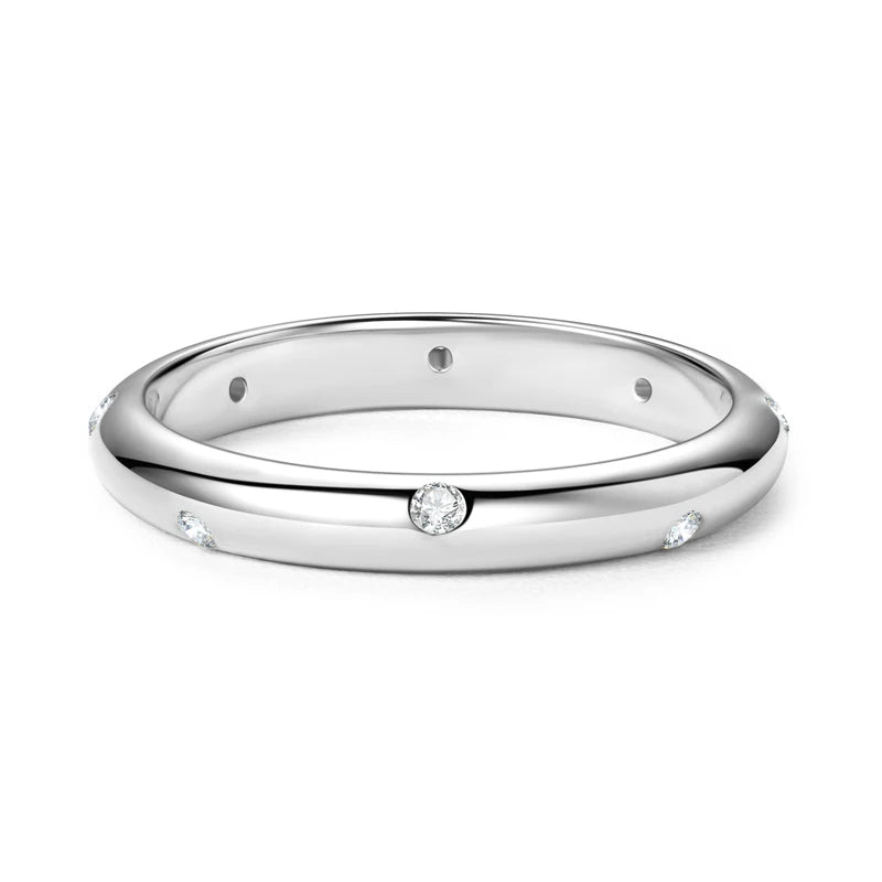 OXTAO Runder Moissanit-Ring, 925er-Sterlingsilber, D-Farbe, funkelnder Ewigkeitsring, Hochzeit, Verlobungsringe für Frauen, GRA-zertifiziert