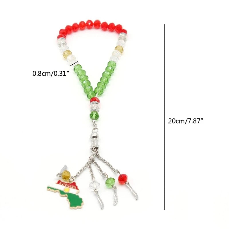 Kurdistan Karte Flagge Armband für Frauen Männer Charme 33 Perlen Rosenkranz Armbänder ethnischen Stil Gebet religiösen Schmuck Geschenk