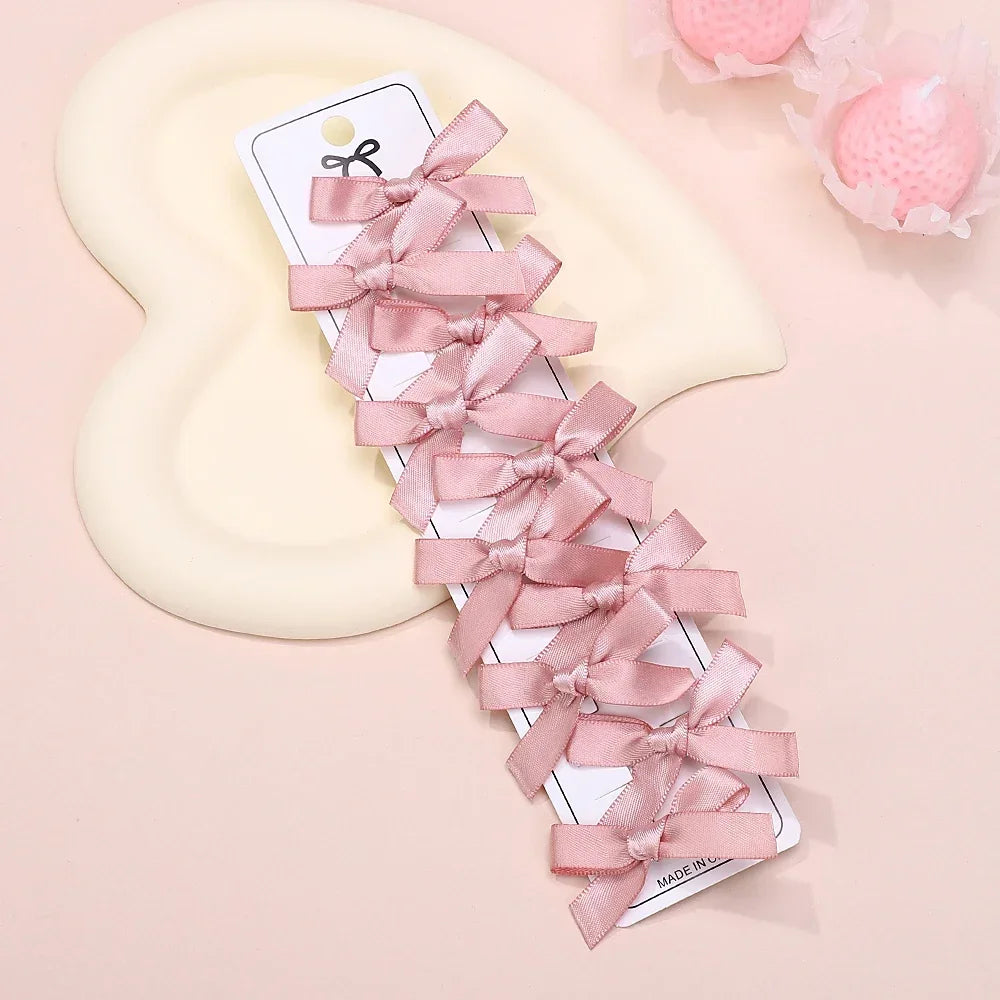 5/6/8/10Pcs Kinder Süße Einfarbig Mini Bowknot Mit Haar Clip Baby Mädchen Ballett Stil band Geflochtene Haar Zubehör Großhandel