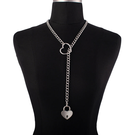 Herz Schloss Slip Kette Halskette Liebe Ketten Halsband Vorhängeschloss Kragen für Frauen Punk Goth Schmuck Gothic Ästhetische Accessoires