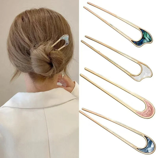 Vintage Metall U-förmige Haarnadel Haarstab Gabel Französisch Hochsteckfrisur Chignon Bobby Pin für DIY Frauen Mädchen Brötchen Frisur Haarschmuck