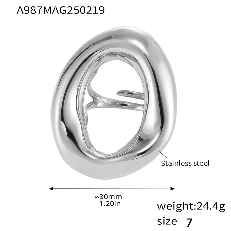 Minimalistische klobige Ringe aus Edelstahl für Frauen, 18 Karat vergoldet, Hyperbole-Damenring, weiblicher Ring, ästhetischer Damenschmuck