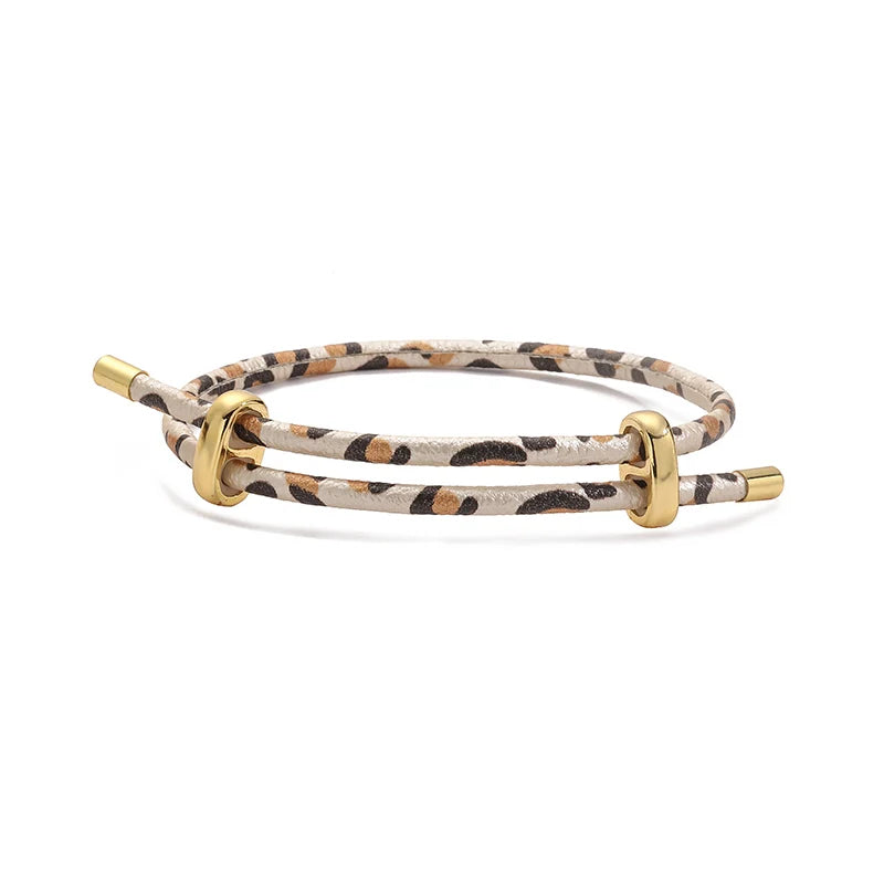 HECHENG, Rindruck, Schlangenmuster, Leopardenmuster, schlicht, modisch, PU-Leder, verstellbares Armband, Paarschmuck, 1-teilig
