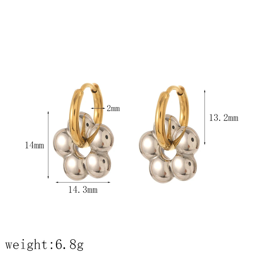 Bunte kleine Blume Edelstahl Charms Ohrring 18K vergoldet Kreis Ohr Schnalle Creolen Schmuck für Frauen
