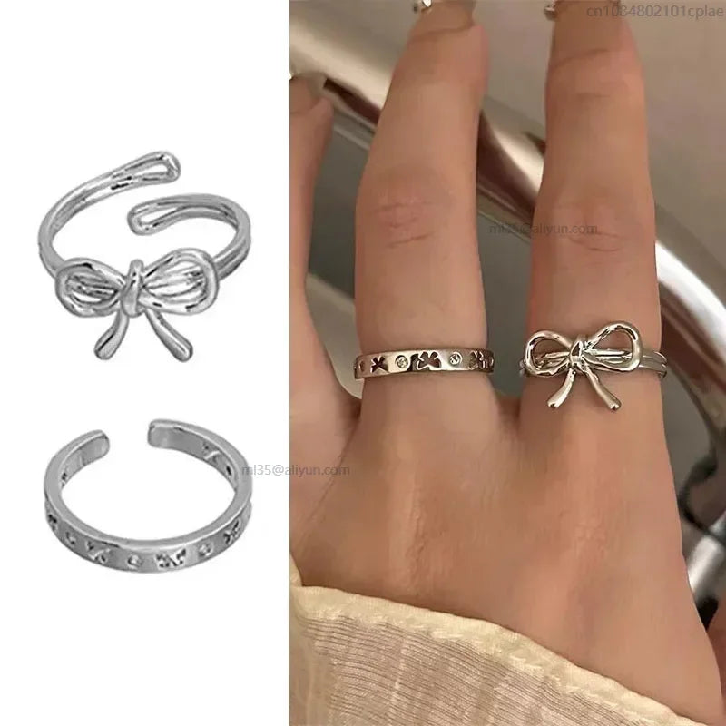Bowknot Ringe Verstellbare Öffnung Ringe Für Frauen Mädchen Finger Kreise Zeigefinger Schmuck Zubehör Paar Ring
