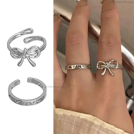 Bowknot Ringe Verstellbare Öffnung Ringe Für Frauen Mädchen Finger Kreise Zeigefinger Schmuck Zubehör Paar Ring