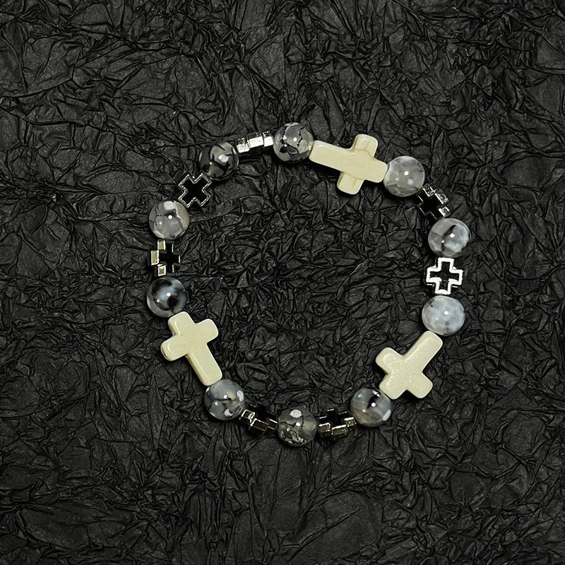 Billard schwarze Kugel 8 Perlen Armband Männer Frauen handgemachte Perlen elastische Armbänder männlich Hip Hop Rock Grunge Schmuck Zubehör