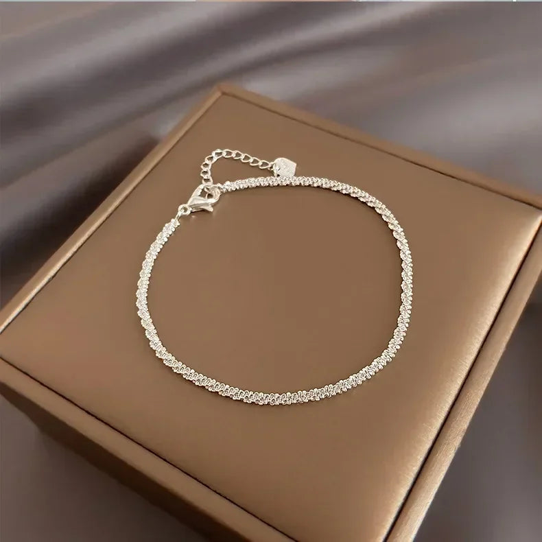 Neue Mode Silber Farbe Doppel Schicht Armband Funkelnden Exquisite Einfache Frauen Armband Edlen Schmuck Zubehör