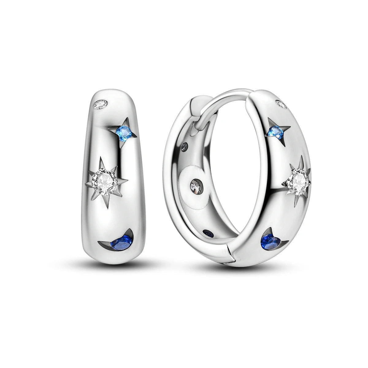Creolen aus 925er Silber für Damen, Pendientes, Mond, Sonne, Original-Ohrringe, Modeschmuck