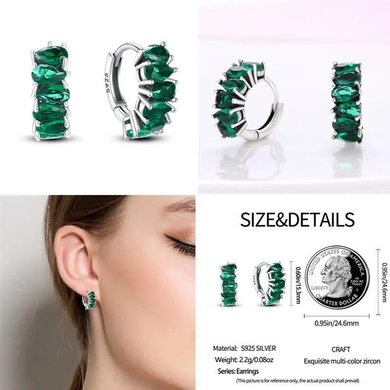 2024 Hotsale Ohrringe aus 925er-Sterlingsilber, Creolen mit Pavé-CZ-U-Form, Zirkon für Frauen, funkelnd, mit Größe, Modellanzeige