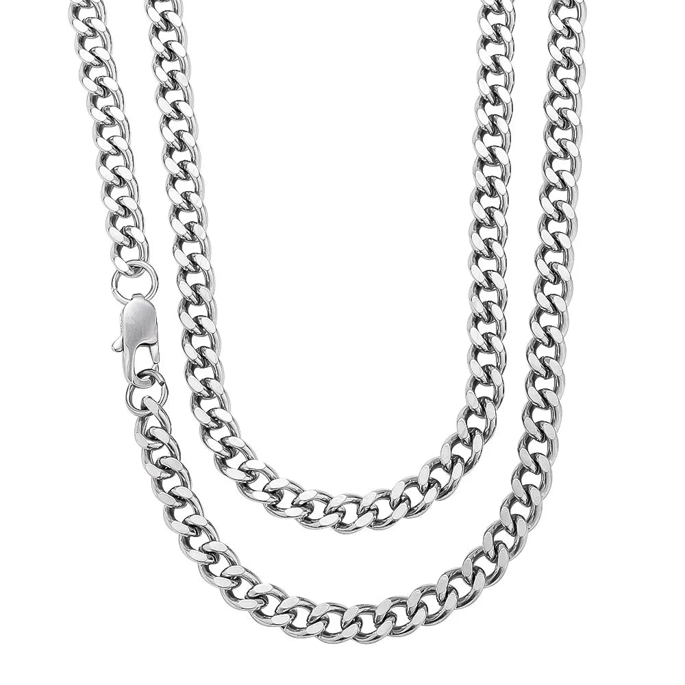 Grundlegende Punk Edelstahl 3,5,7mm Curb Kubanischen Halsketten Für Männer Frauen Schwarz Gold Farbe Link Kette Colliers solide Metall Schmuck