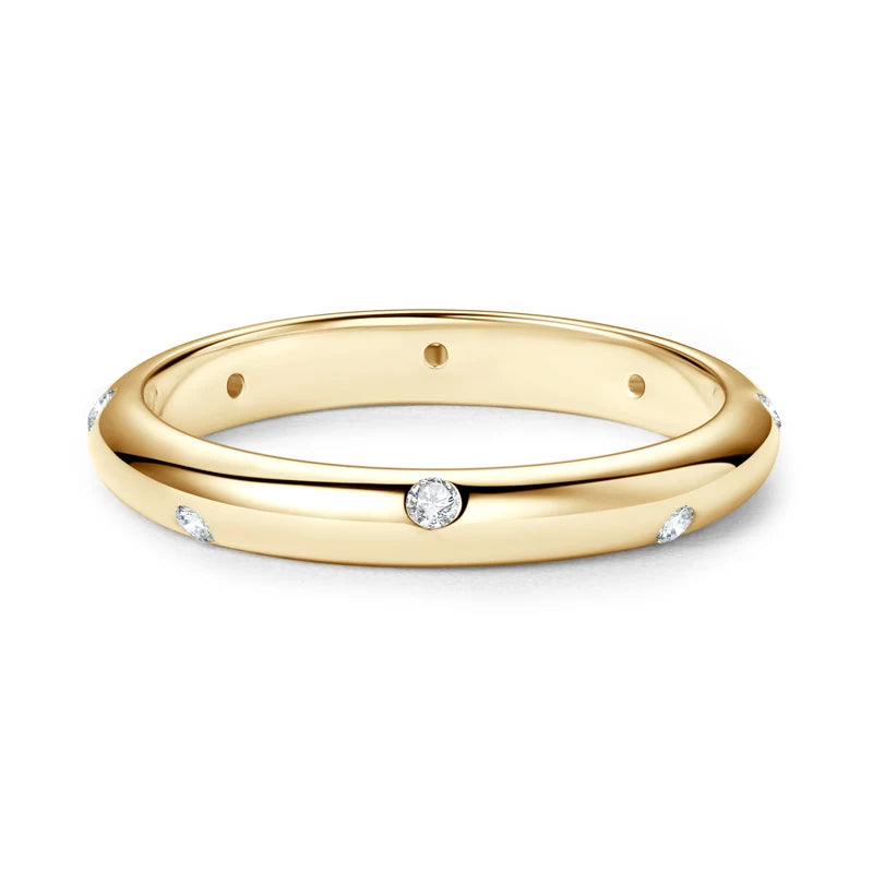 OXTAO Runder Moissanit-Ring, 925er-Sterlingsilber, D-Farbe, funkelnder Ewigkeitsring, Hochzeit, Verlobungsringe für Frauen, GRA-zertifiziert