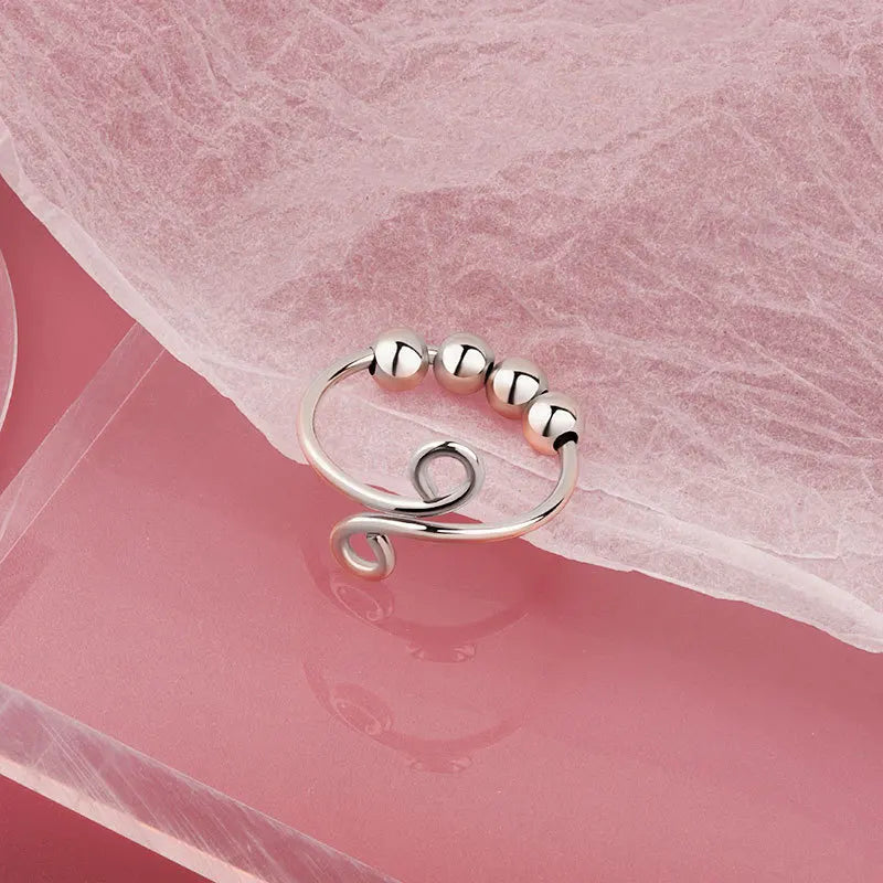 Stress Relief Runde Perlen Knuckle Ringe Für Frauen Frei Drehen Rotierenden Angst Fidget Spinner Twisted Ring Anillos Ajustables