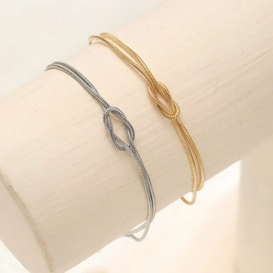 Lats einfache Metall handgemachte Knoten Paar Armband für Frauen Männer Gold Silber Farbe Valentinstag Modeschmuck Geschenke