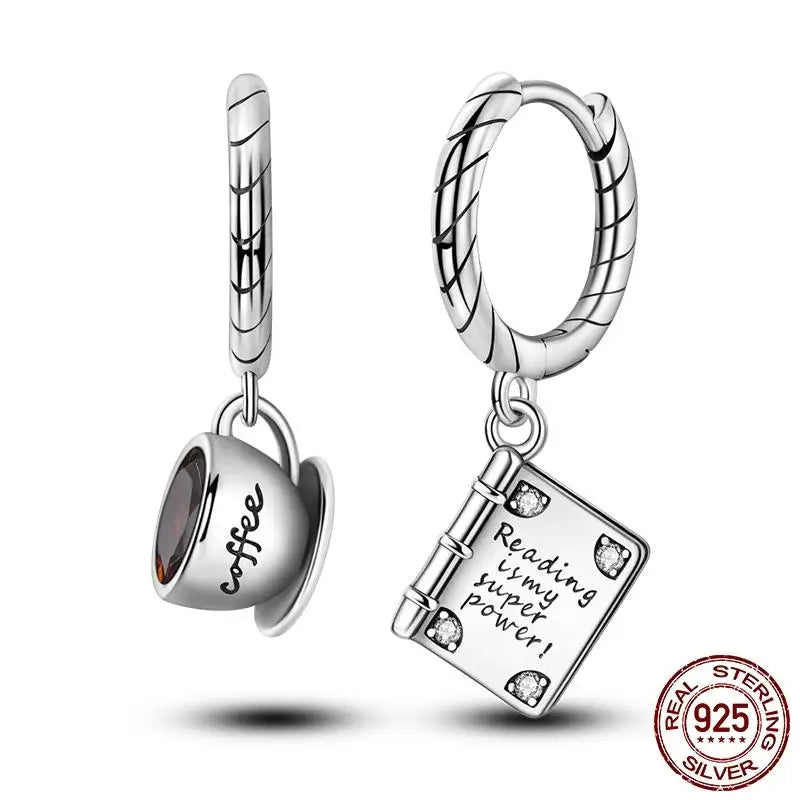 Leuchtende Muschel-Ohrringe für Damen, Original-Ohrringe aus 925er-Sterlingsilber, Pavé-CZ-Stern, Mond, Creolen, Verlobung, Hochzeit, Schmuck