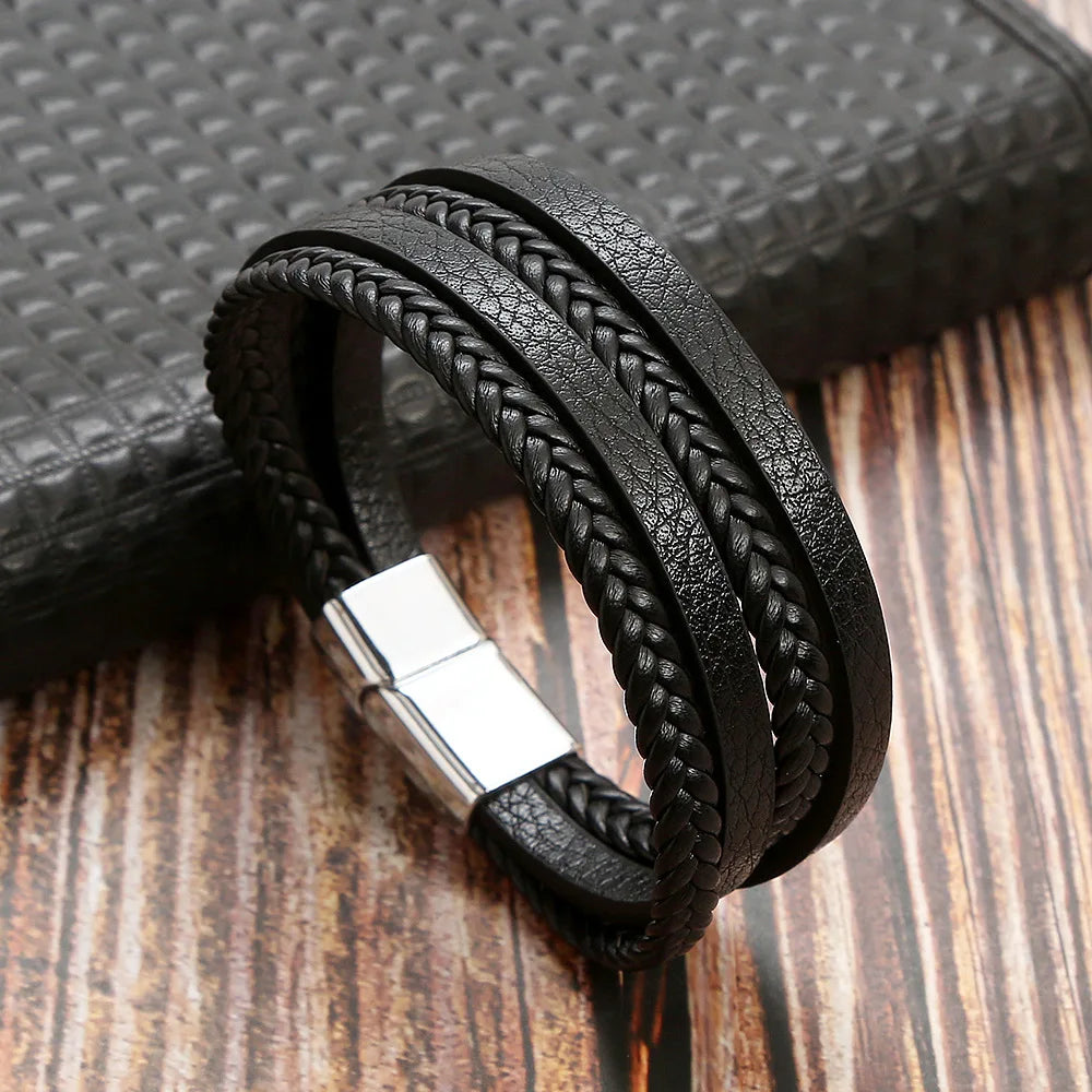 Heiße Mode Perlen Leder Armband Männer Klassische Tigerauge Perlen Multi Schicht Leder Armband Für Männer Schmuck 2023 Geschenk