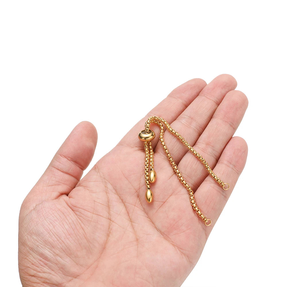 3 Teile/los Vergoldet Edelstahl Einstellbare Armbänder Schieber Ketten für Frauen Mann Armband Schmuck Party Hochzeiten Geschenke Groß