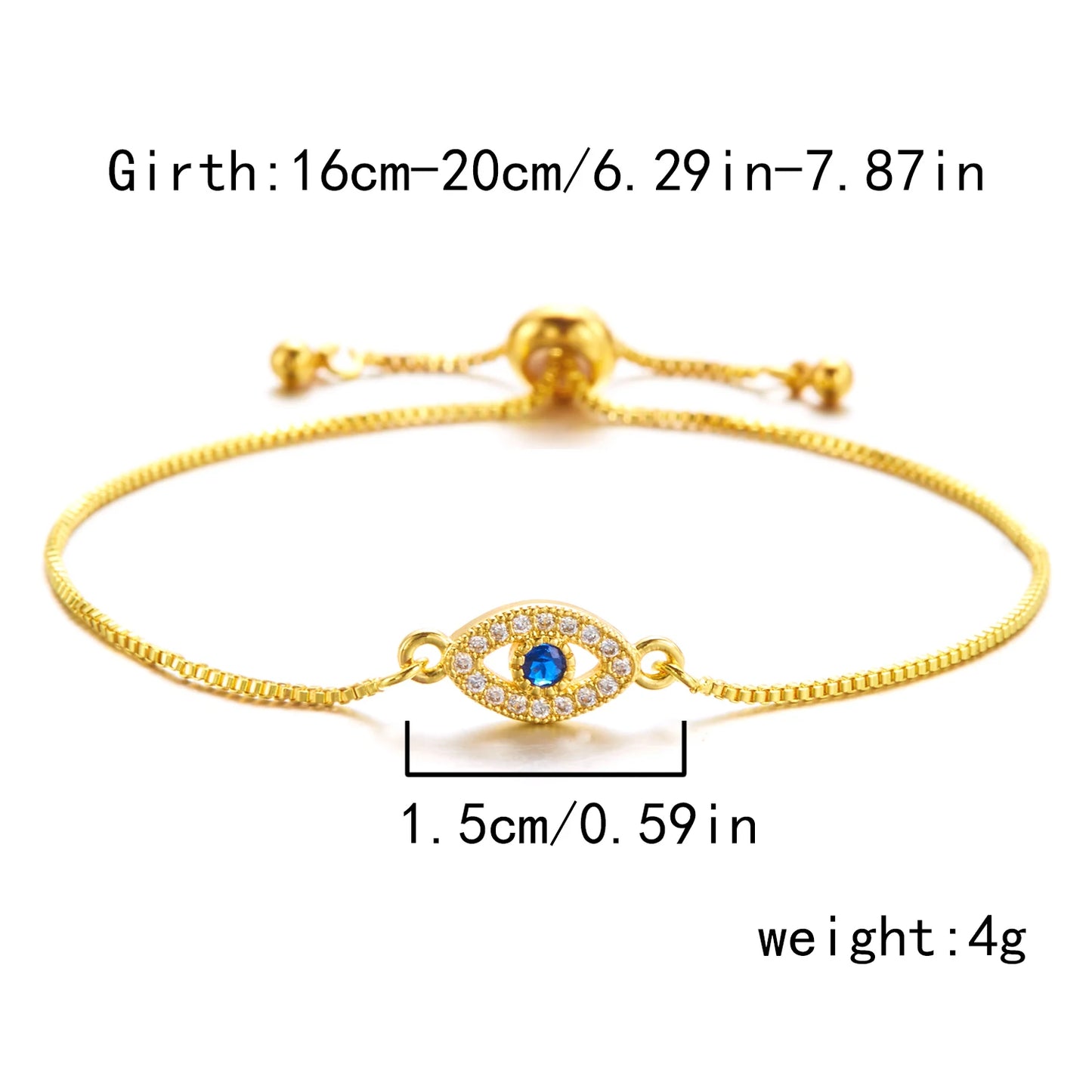 Luxus Gold Farbe Zirkon Evil Blue Eye Armband Armreif Mode Glück Schmuck Frauen Geschenk Einstellbar Handmade