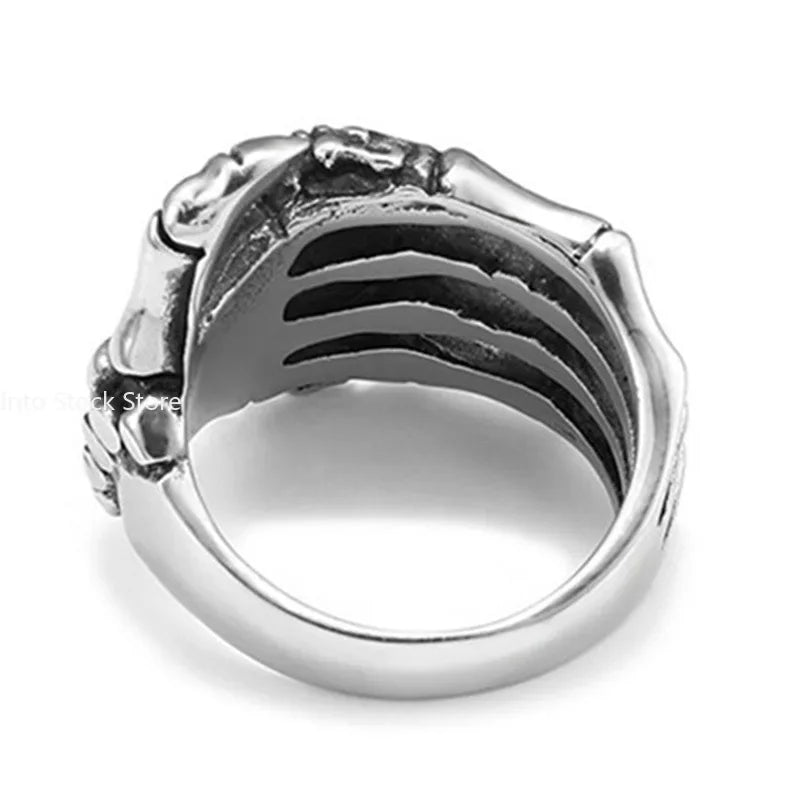 Vintage Skeleton Gothic Ringe für Männer Silber Farbe Hand Knochen Punk Paar Ring Frauen Hip Hop Kreativität Schmuck Neue