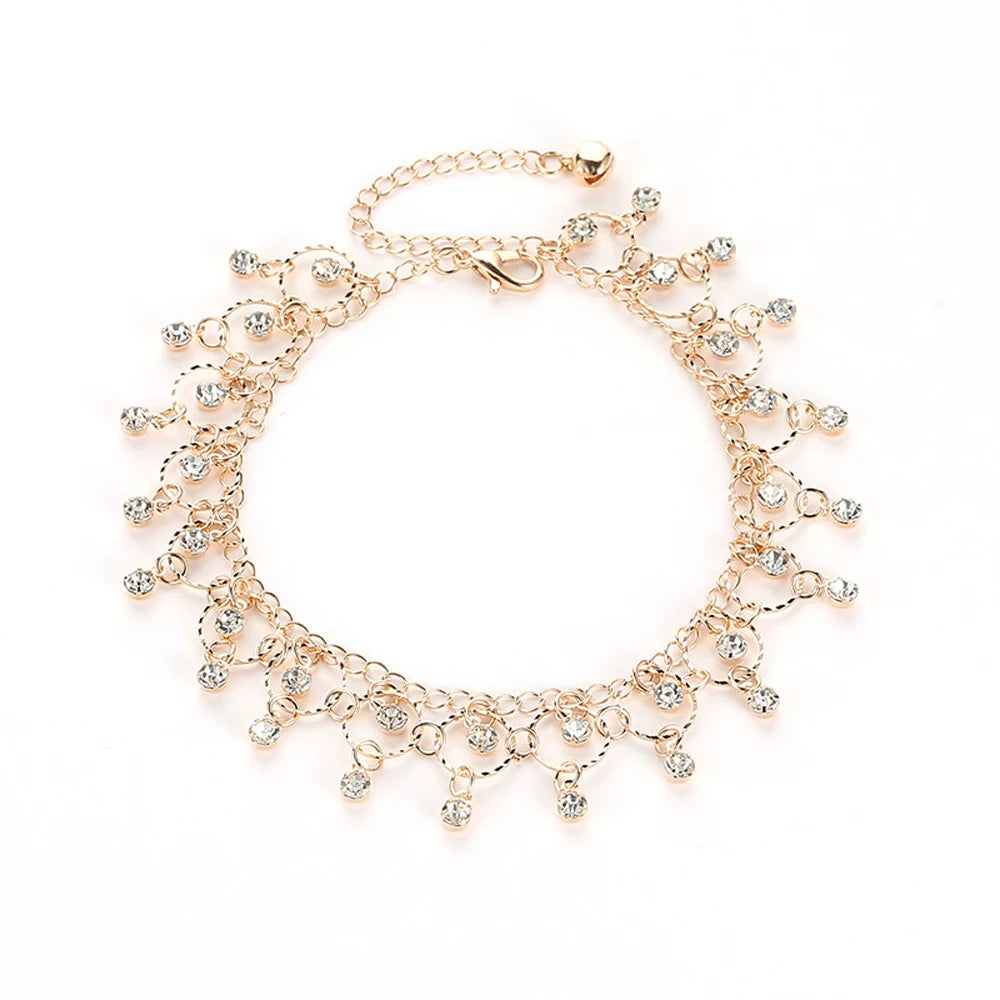 Mode Boho Sommer Strand Party Fußkettchen für Frauen Kristall Glocken Quaste Böhmischen Indischen Bauchtanz Knöchel Armband Sexy Schmuck