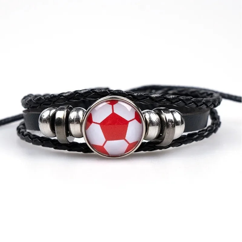 Mode Fußball Sport Armband Für Männer Fußball Basketball Tennis Charme Geflochtenes Leder Armband Frauen Verstellbare Kette Schmuck
