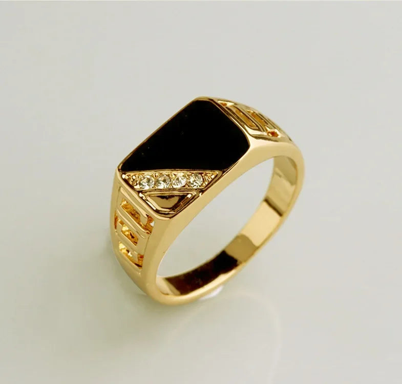 Klassische Größe 5-12 Männer Strass Ringe Fashion Party Schmuck Gold/Silber-Farbe Schwarz Emaille Männliche Finger Titan edelstahl Ring