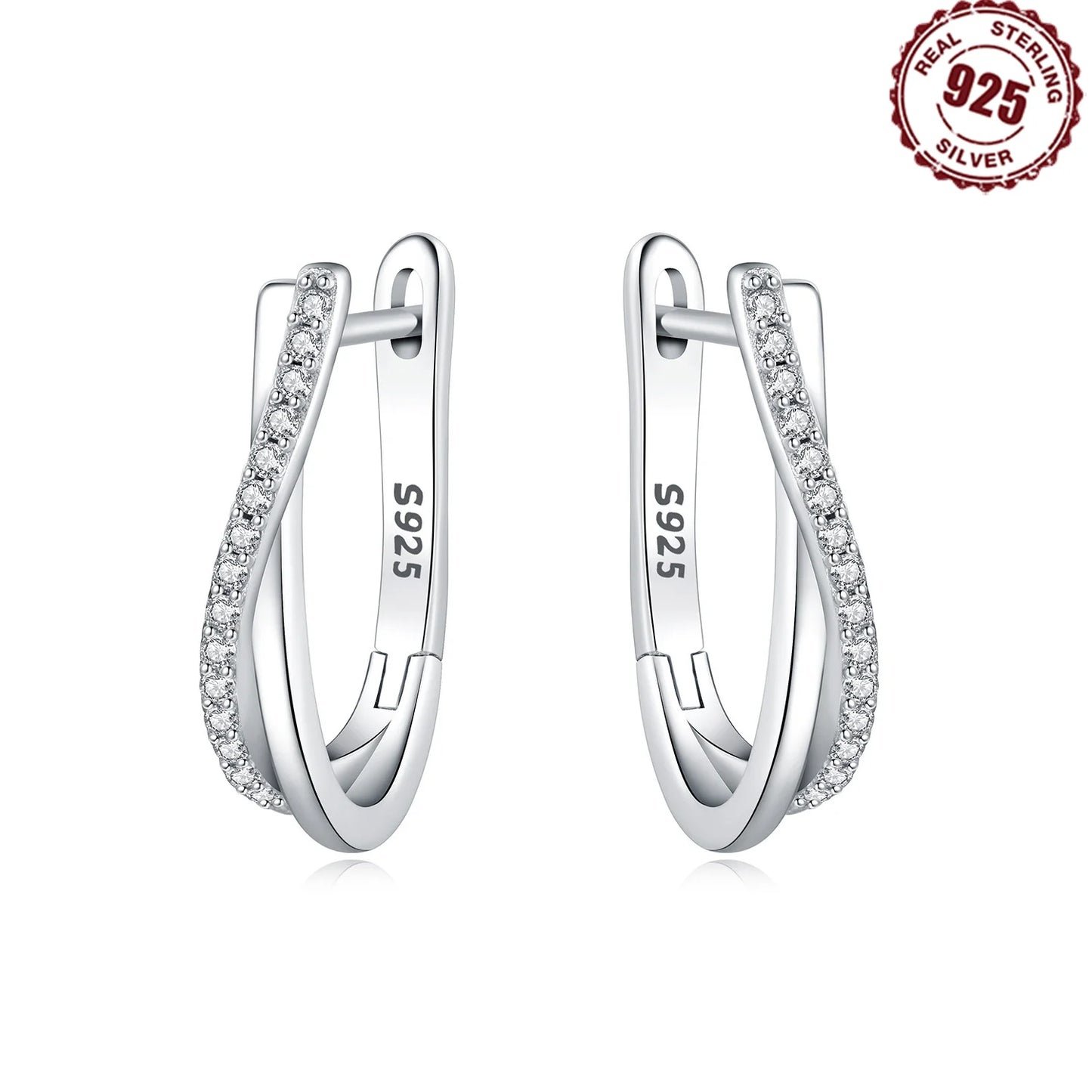 Ohrringe aus 925er-Sterlingsilber, Stern-Ohrringe mit gedrehter Linie, Schmuck, vielseitige Creolen für Frauen, Schmuck, feine Geburtstagsfeier-Geschenke