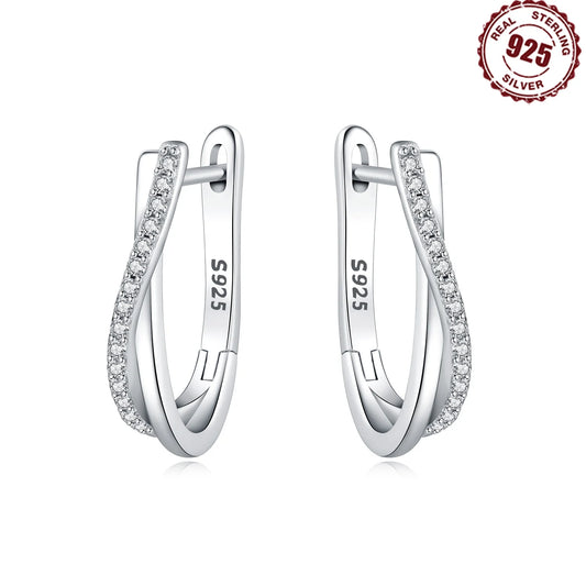 Ohrringe aus 925er-Sterlingsilber, Stern-Ohrringe mit gedrehter Linie, Schmuck, vielseitige Creolen für Frauen, Schmuck, feine Geburtstagsfeier-Geschenke