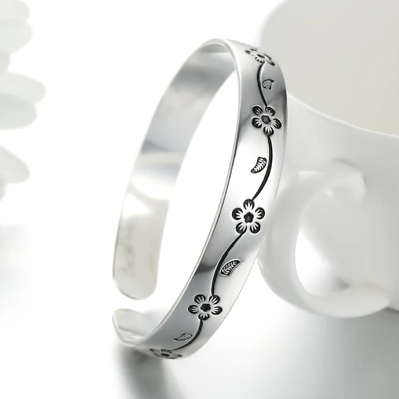 Offenes Blumenarmband aus 925er-Sterlingsilber für Damen, luxuriöser Qualitätsschmuck, Großhandelsschmuck