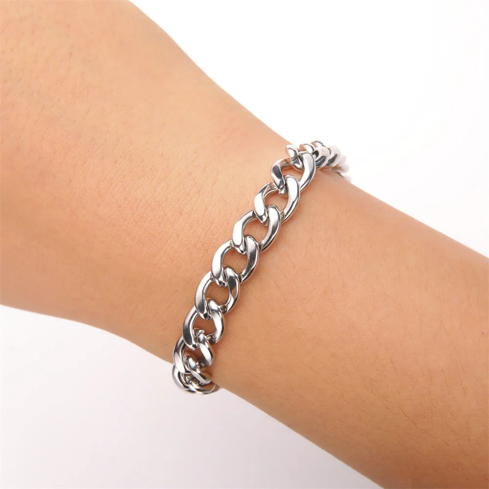 My Shape Mode kubanische Kette Männer Armband Edelstahl 3//9mm Breite Kette Armbänder Figaro Kette Junge Handgelenk Schmuck Paar