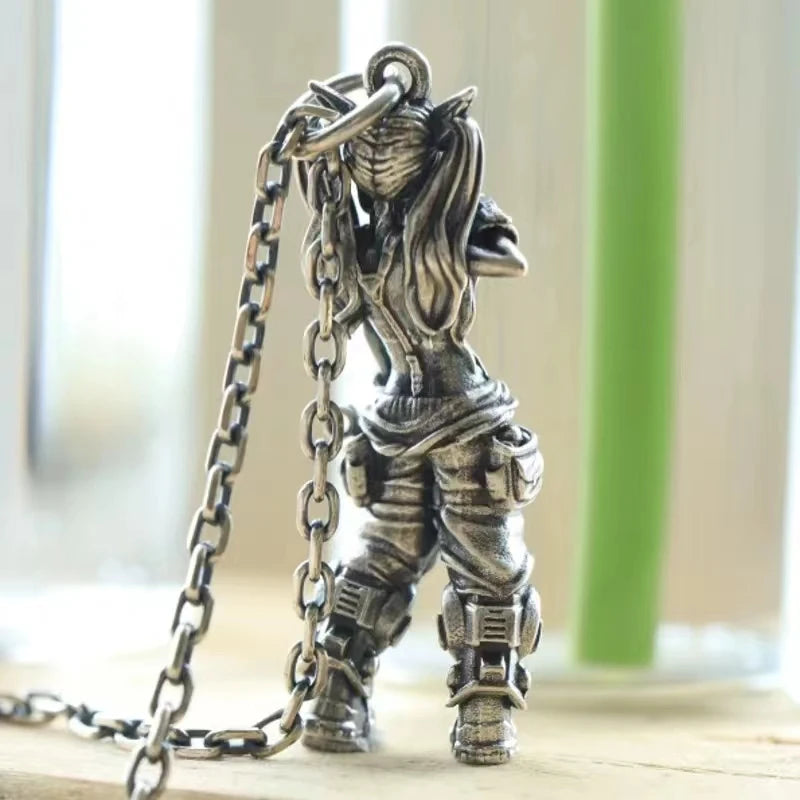 Versilberte Anime Mecha Schönes Mädchen Mädchen Anhänger Halskette Männer und Frauen Hip-Hop Rock Punk Trendy Schmuck Geschenk