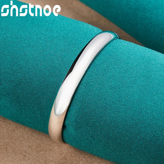 SHSTONE 925 Sterling Silber 8 mm breite Öffnung glatter Armreif für Frauen, Verlobung, Hochzeit, Party, Geburtstag, Charme, edler Schmuck, Geschenke