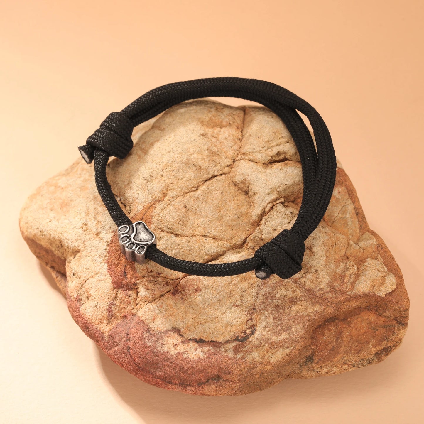Cazador Punk Hund Haustier Pfoten Charm Armband für Frauen Männer Einstellbare Schwarz Seil Schnur Armbänder Edelstahl Schmuck Paar Geschenk
