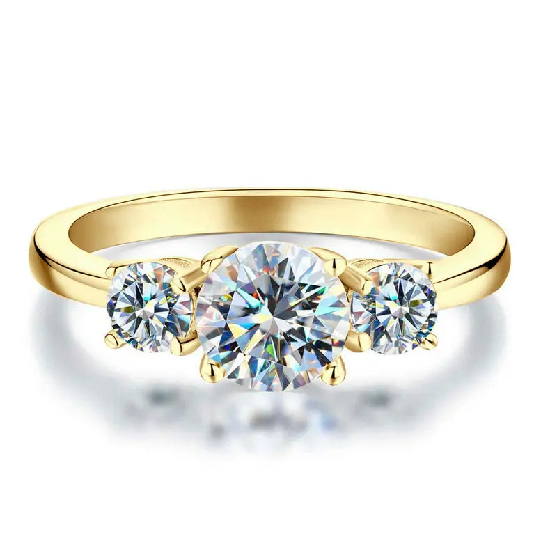 OXTAO 3 Stein Verlobungsringe für Frauen 925 Sterling Silber Luxus Schmuck 6,5mm Hochzeit Ringe VVS1 D Moissanit Ring Schmuck