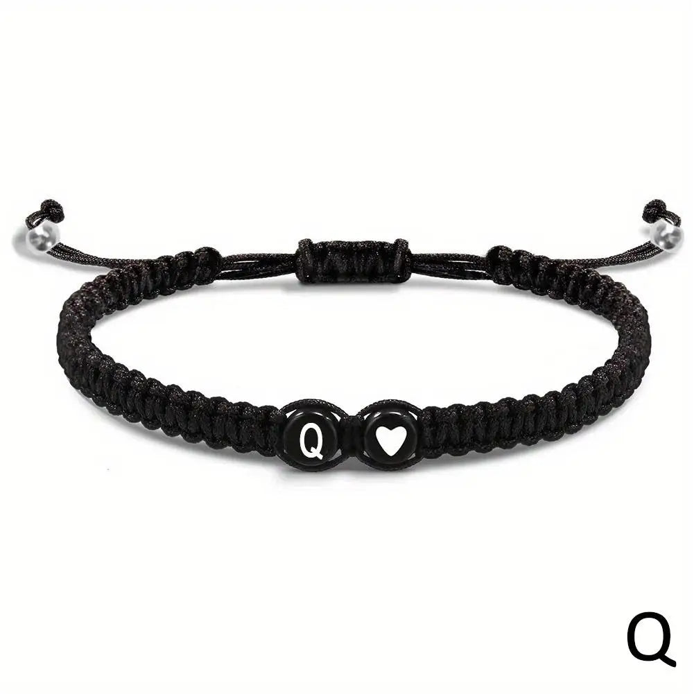 Buchstabe Initiale Herzschnur Armband Handseil gewebtes Armband Freundin Armband Paar Armband A-Z Name geflochtene Armbänder