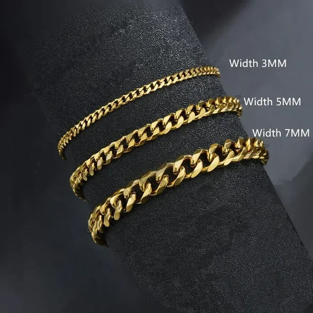 3/5/7mm Männer Armbänder Edelstahl Kette Armbänder Chunky Kubanischen Silber Farbe Link Kette Klassische Punk schwere Männliche Schmuck Geschenke