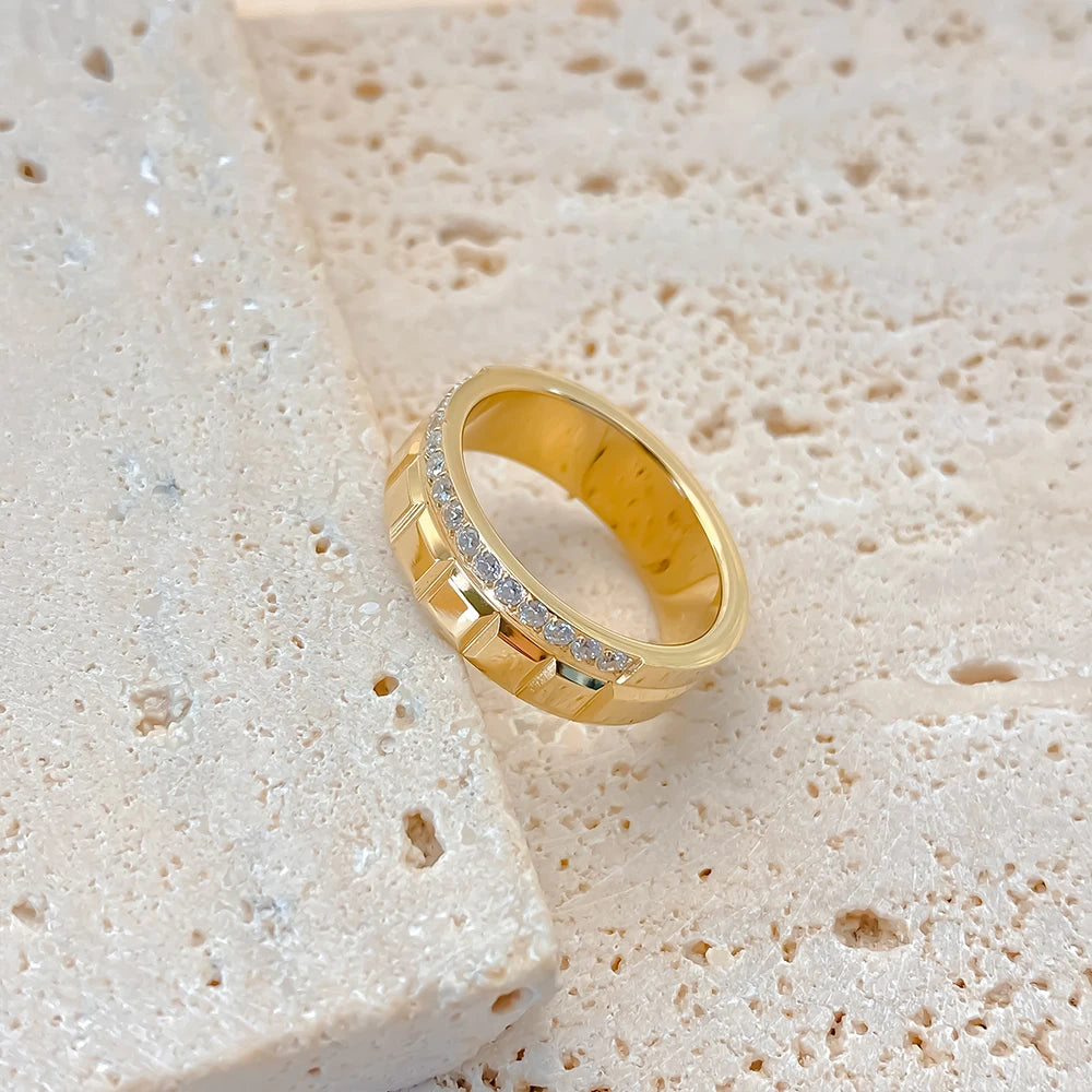 eManco Mode Paar Ringe Trendy Herren Edelstahl Zirkonia Ring Ehering Schmuck Großhandel 48 Stunden Versand
