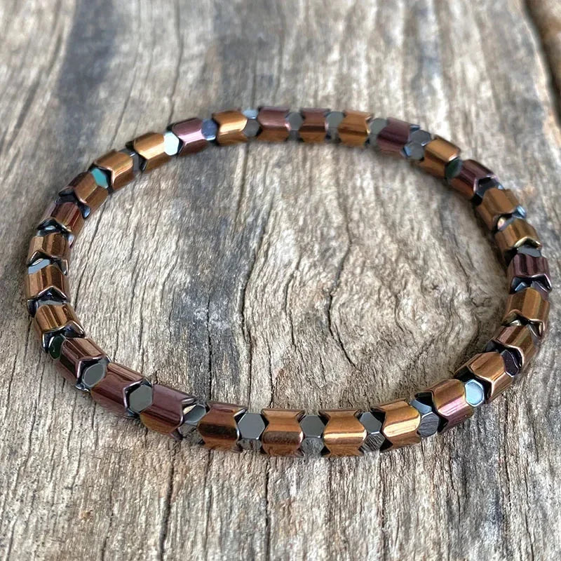 Schwarzes Onyx-Yoga-Armband mit runden Perlen und Pfeilsteinperlen für Herren
