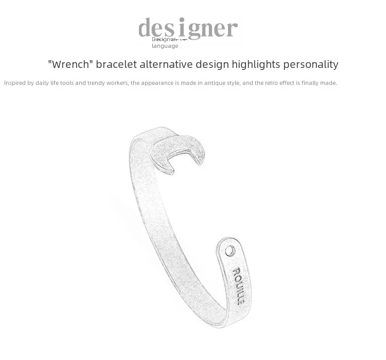Rouille Vintage mechanisch gravierte Schraubens chl üssel Armband trend ige Marke Titan Stahl offenes Design Herren Damen schmuck
