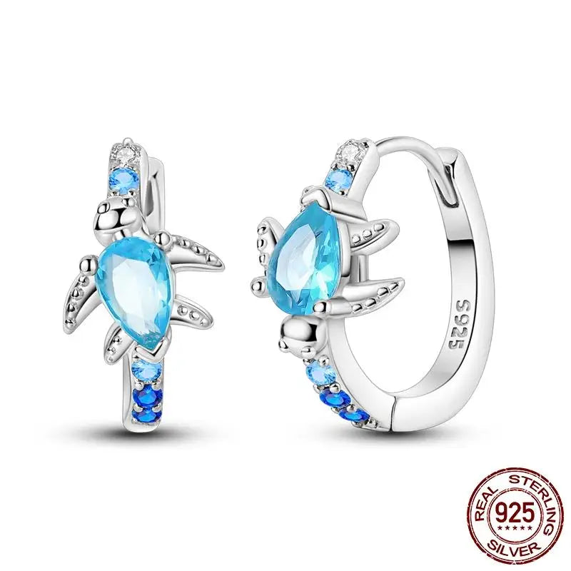 Leuchtende Muschel-Ohrringe für Damen, Original-Ohrringe aus 925er-Sterlingsilber, Pavé-CZ-Stern, Mond, Creolen, Verlobung, Hochzeit, Schmuck