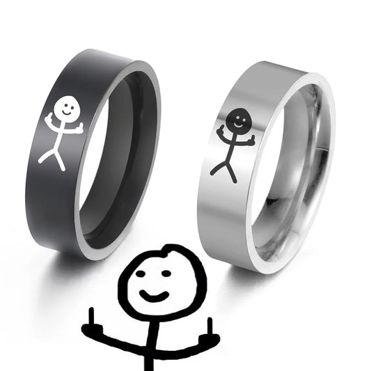 Dreamtimes Einfache Trend Lustige Mittelfinger Stickman Ring Hip Hop Fuxk Sie Doodle Ringe Für Mann Paar Party Neue Geschenke Schmuck