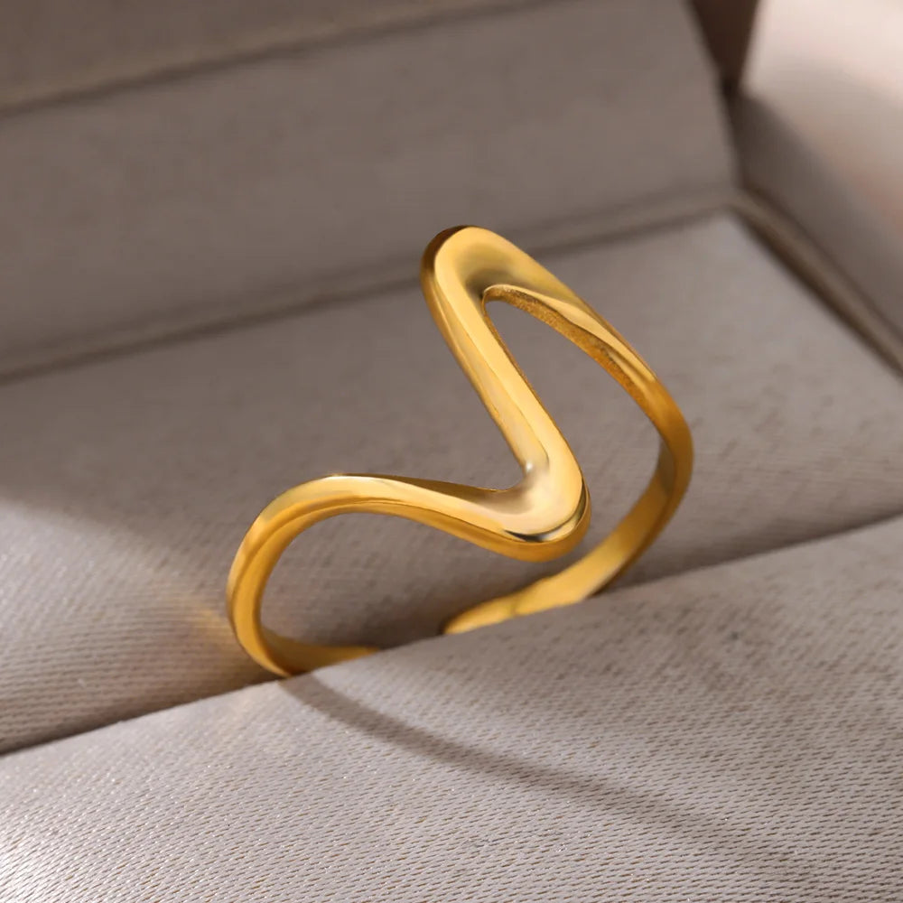 Edelstahl Ringe für Frauen Wasserdicht Offene Gold Farbe Ring Hochzeit Paar Band Schmuck Geschenke Kostenloser Versand Artikel anillos