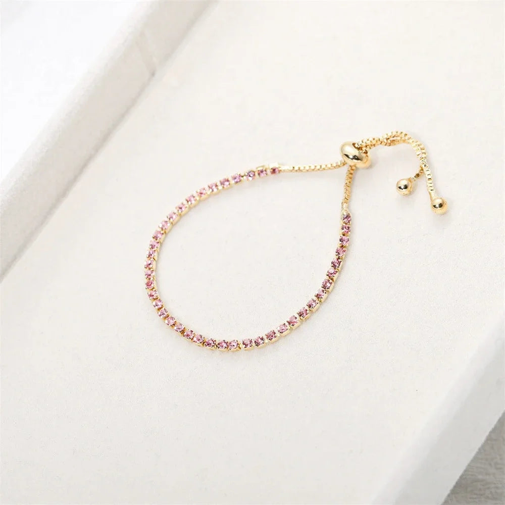 Luxus Zirkonia Tennis Armband Glänzenden Kristall Push-pull Armband Frauen Einfache Einstellbare Schmuck Party Hochzeit Zubehör