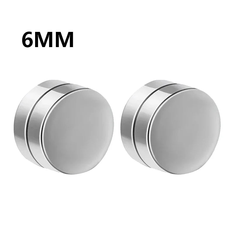 6-teiliges Set, Kristall, starke magnetische Ohrstecker-Clip-Ohrringe für Männer und Frauen, Punk, runde Zirkon-Magnet-Ohrringe, nicht durchdringender Schmuck